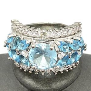 2.79 ctw Blue and White Topaz Ring